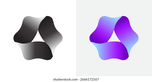 Smooth gradient abstract loop shapes in monochrome and vibrant colors, ideal for modern branding, tech designs, and creative digital projects.