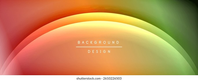 Smooth gradient background. Colors transition from red to orange, yellow, then green. Soft curves create abstract design. Simple, modern aesthetic.