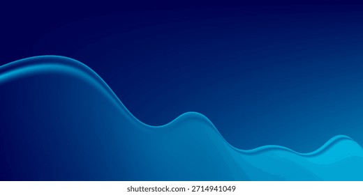 Glatter Farbverlauf von tiefem Marineblau bis zu leuchtendem Cyan mit subtilen fließenden Kurven.