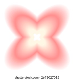 Forma de flor gradiente suave. Formulários retrô Y2k. Ícone vermelho isolado no fundo transparente. Figura de efeito na moda com textura indefinida. Ilustração vetorial.
