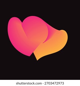 Smooth gradient heart blending pink and yellow tones, soft romantic style.
