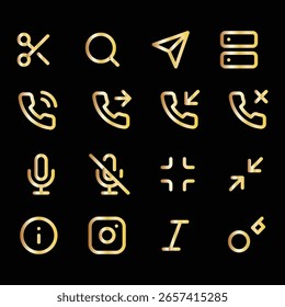 Ícone de gradiente suave definido para design de UX limpo

