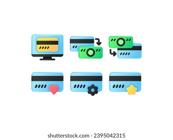 Glatte Farbverlauf-Symbole von Debit- und Kreditkarten