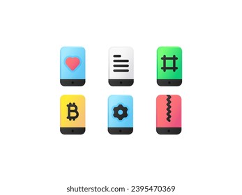 Smooth gradient icons of smartphones