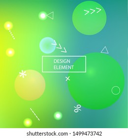 Smooth gradient mesh background. Commercial backdrop with colored bubbles and white shapes. Vector illustration layout. Green modern abstract design for mobile app and user interface.