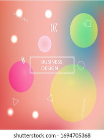 Smooth gradient mesh background. Fluid backdrop with colored bubbles and white shapes. Vector illustration art. Yellow modern abstract design for mobile app and user interface.