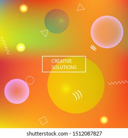 Smooth gradient mesh background. Fresh backdrop with colored bubbles and white shapes. Vector illustration theme. Orange modern abstract design for mobile app and user interface.