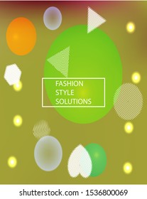 Smooth gradient mesh background. Fresh backdrop with colored bubbles and white shapes. Vector illustration space. Green modern abstract design for mobile app and user interface.