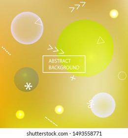 Smooth gradient mesh background. Futuristic backdrop with colored bubbles and white shapes. Vector illustration theme. Yellow modern abstract design for mobile app and user interface.