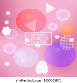 Smooth gradient mesh background. Futuristic backdrop with colored bubbles and white shapes. Vector illustration elements. Red modern abstract design for mobile app and user interface.