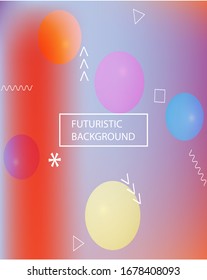 Smooth gradient mesh background. Original backdrop with colored bubbles and white shapes. Vector illustration space. Green modern abstract design for mobile app and user interface.