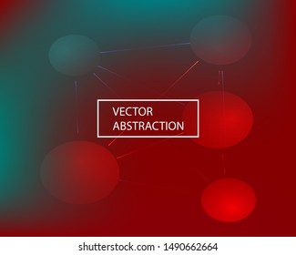 Smooth gradient mesh background. Vector illustration space with multicolored balls connected to each other by straight segments. Minimal backdrop with simple muffled colors. Red abstract design.