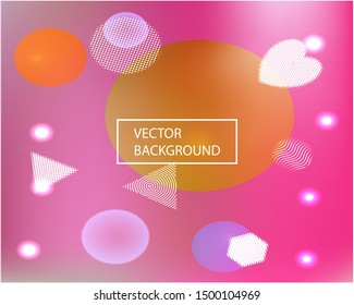 Smooth gradient mesh background. Vector illustration concept. Fresh backdrop with colored bubbles and white shapes. Pink modern abstract design for mobile app and user interface.