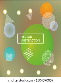 Smooth gradient mesh background. Vector illustration vintage. Commercial backdrop with colored bubbles and white shapes. Green modern abstract design for mobile app and user interface.