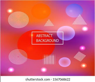 Smooth gradient mesh background. Vector illustration flyer. Liquid backdrop with colored bubbles and white shapes. Pink modern abstract design for mobile app and user interface.