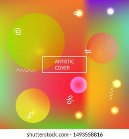 Smooth gradient mesh background. Vibrant backdrop with colored bubbles and white shapes. Vector illustration flyer. Red modern abstract design for mobile app and user interface.