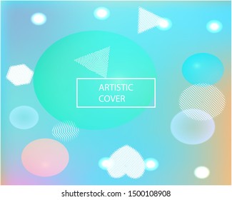 Smooth gradient mesh background. Vibrant backdrop with colored bubbles and white shapes. Vector illustration space. Blue modern abstract design for mobile app and user interface.