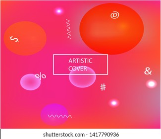 Smooth gradient mesh. Interesting splash and spreading spot. EPS. Vector illustration flat. Pink vector gradient mesh with soft acrylic transitions.