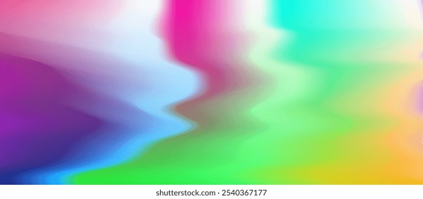 Una suave mezcla de degradados de colores vibrantes que incluyen verde, rosa, amarillo, azul y púrpura crean un patrón suave y ondulante. Los colores fluyen entre sí para crear un efecto abstracto y soñador.