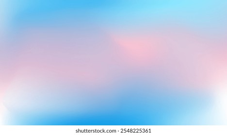 Fundo de gradiente suave do céu com tons suaves de azul e rosa. Perfeito para banners sazonais leves e arejados. Plano de fundo de gradiente do vetor de pastel.