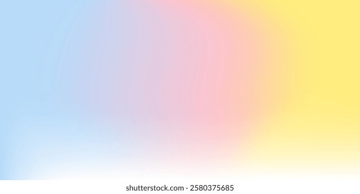 Smooth gradient sky background with soft blue, yellow and pink shades. Nice pastel vector gradient illustration. Perfect for light and airy seasonal banners.