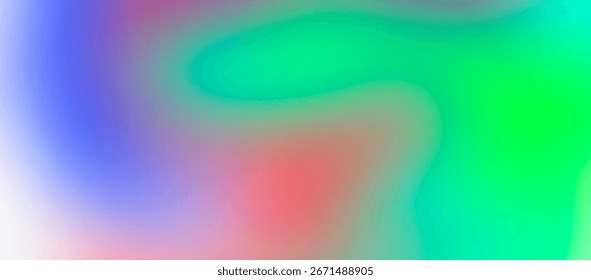 "Gradientes suaves misturam tons verdes luminosos, azuis radiantes e vermelhos suaves, formando uma arte abstrata atmosférica fluida, sonhadora e vibrante."