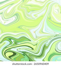 Diseño fluido abstracto verde suave con tonos frescos y remolinos de luz, perfecto para fondos inspirados en la naturaleza, texturas o arte abstracto moderno.