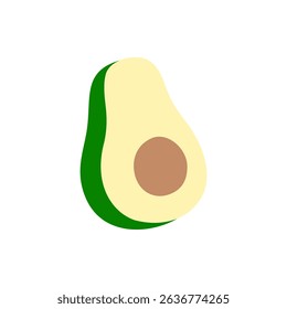 A smooth green avocado with a visible seed, styled flat with bold outlines and subtle gradients. Perfect for healthy food, vegan menus, or nutrition themes.