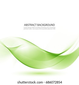 Smooth green wave.Abstract background.Transparent waves on white background.