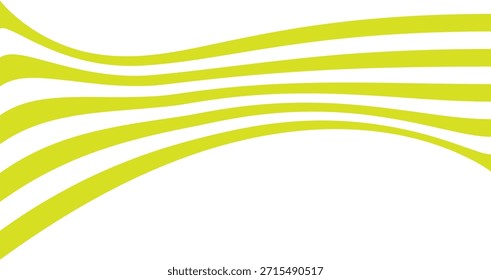 Glatt grüne, gewellte Linien fließen horizontal auf sauberem, weißem Hintergrund. Minimalistisches abstraktes Design mit gekrümmten Formen. Modernes grafisches Element für kreative und digitale Projekte.