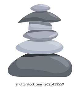 Smooth grey balancing stones stacked in perfect equilibrium, evoking peace, mindfulness, and meditation