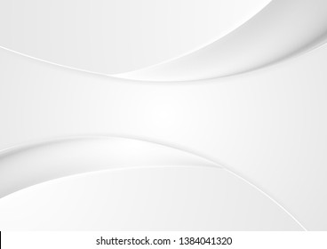 Smooth grey glossy waves abstract background. Vector design