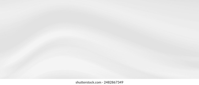 Smooth grey wave background. Subtle silver curve lines texture. Abstract gray template for graphic design, medical, tech, cosmetic wallpaper, poster, flyer, brochure. Vector wide gris pattern