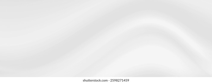 Smooth grey wave background. Subtle curve line cream texture. Abstract gray template wallpaper for graphic design, medical, tech, cosmetic, poster, flyer, brochure. Vector wide gris gradient pattern
