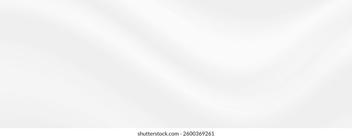 Smooth grey wave background. Subtle curve line cream texture. Abstract gray template wallpaper for medical, tech, cosmetic concept, poster, flyer, brochure. Soft gris gradient backdrop. Vector