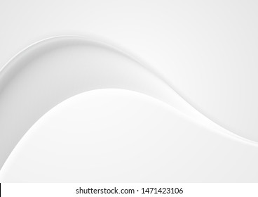 Smooth Grey And White Glossy Wave Abstract Background. Vector Pearlescent Design