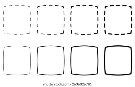 Smooth hexagon shape with geometric edges set. Regular polygon icon. Flat vector illustration isolated on white background.