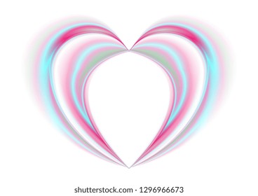 Smooth holographic gradient abstract heart on white background. Vector design