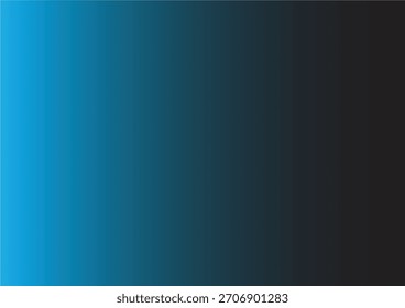 Smooth horizontal color gradient background from bright cyan blue to deep dark black. Abstract digital wallpaper and texture.
