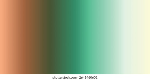 Smooth horizontal gradient background blending warm orange to soft mint green and cream – fresh, natural, and earthy abstract texture ideal for eco-friendly, organic, or wellness-themed designs.