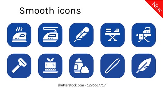  smooth icon set. 10 filled smooth icons. Simple modern icons about  - Iron, Feather, Ironing board, Razor, Mousse, Foam, Hair removal