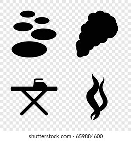 Smooth icons set. set of 4 smooth filled icons such as ironing table, smoke