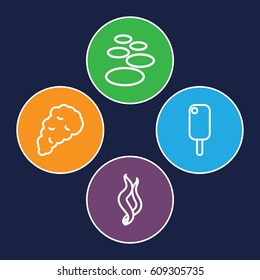 Smooth icons set. set of 4 smooth outline icons such as smoke, ice cream