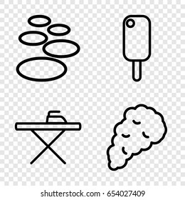 Smooth icons set. set of 4 smooth outline icons such as ironing table, smoke, ice cream