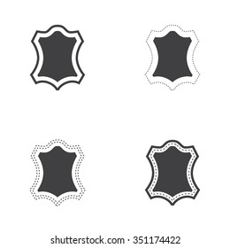 Smooth leather icons on a white background. Leather texture tags set.