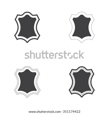 Smooth leather icons on a white background. Leather texture tags set.