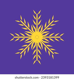 Un patrón de hojas suaves de colección de copos de nieve aislados en el diseño de fondo blanco y amarillo suave, dorado Copos de nieve sobre fondo azul aislado