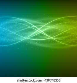 Smooth light blue green waves lines vector abstract background. Good for promotion materials, brochures, banners. Abstract Backdrop, Technology Background.