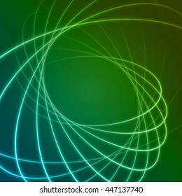 Smooth light blue green waves lines vector abstract background. Good for promotion materials, brochures, banners. Abstract Backdrop, Technology Background. Glowing effects.