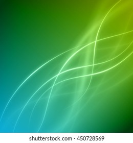 Smooth light blue green waves lines vector abstract background. Good for promotion materials, brochures, banners. Abstract Backdrop, Technology Background. Glowing effects.